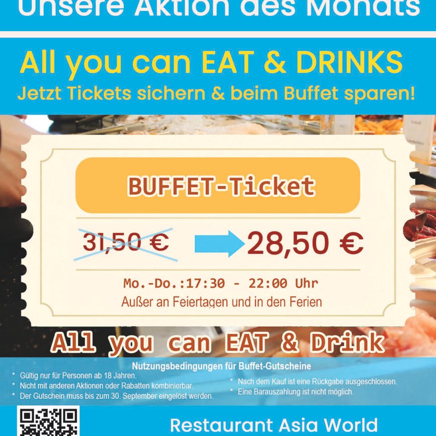 Buffet-Ticket -  Luxusbuffet - All you can EAT & DRINK